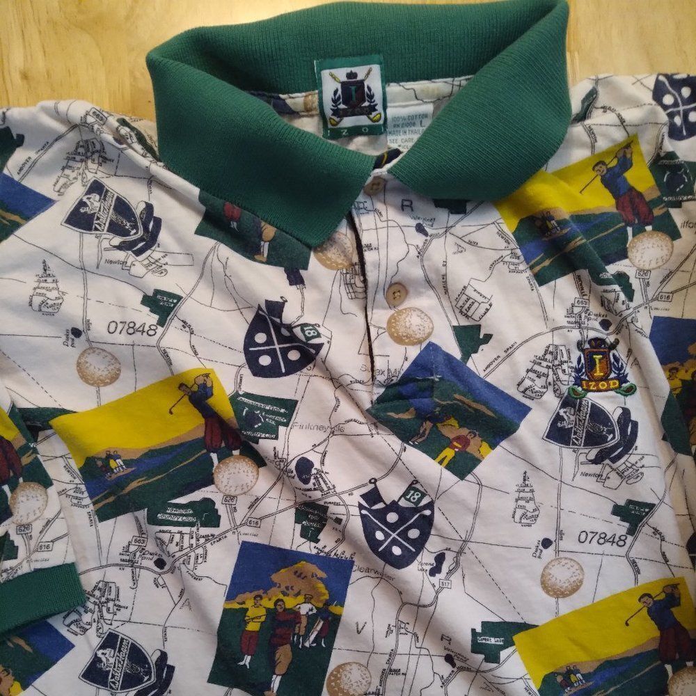 Vintage Izod Golf Golf Course Maps AOP Polo Shirt